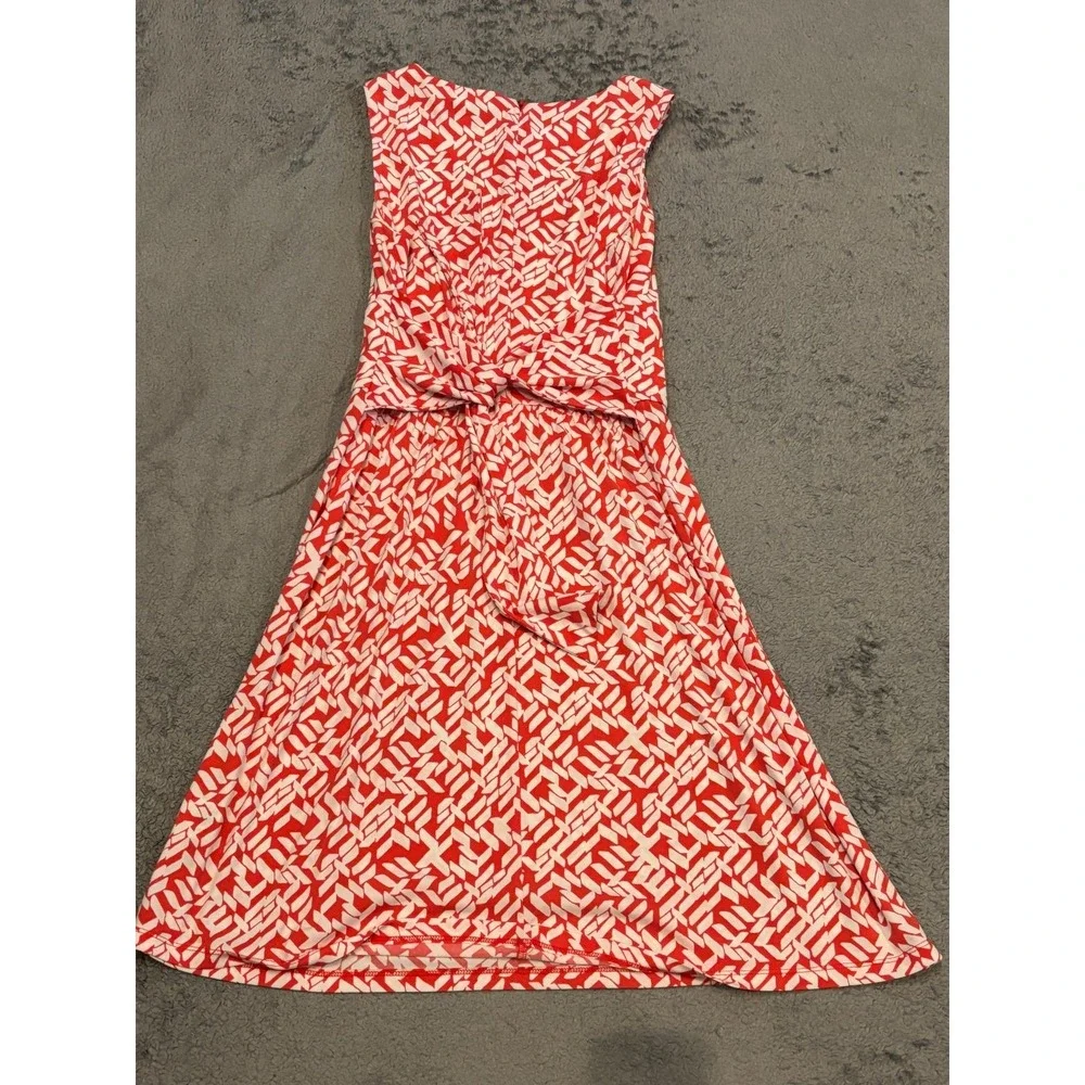 Maggy London Dress Womens M Knee Length Sleeveless A-Line Shift Geometric Tie